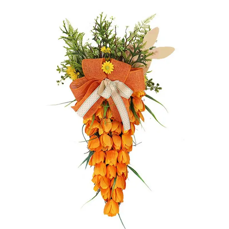

Пасхальный венок, декоративный оранжевый венок в форме моркови для входной двери, пасхальный декор, подвесной декор, подарок для праздника, фермерского дома, домашнего окна