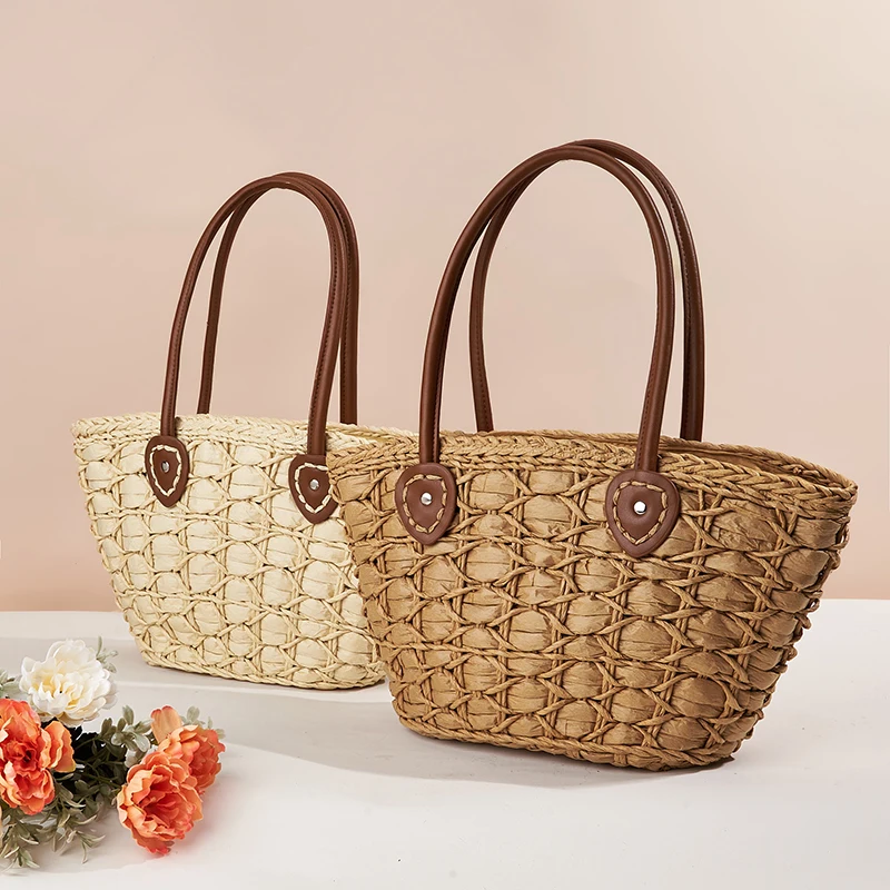 

Shoulder Bag For Women Straw Woven Beach 2023 Trend Summer Braided Large Fashion Party Shopping Female Tote Simple Big Handbag