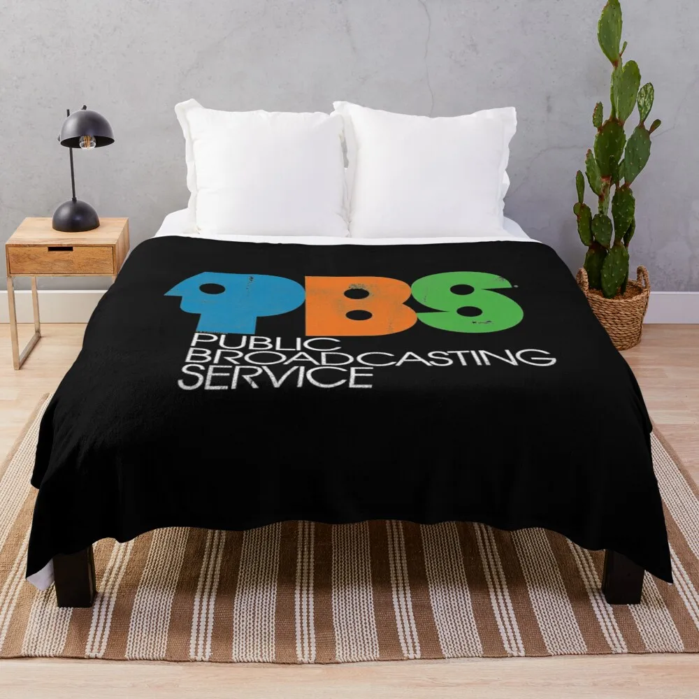 

PBS Vintage Logo Distressed Throw Blanket halloween Kid'S Luxury Throw Soft Beds Blankets