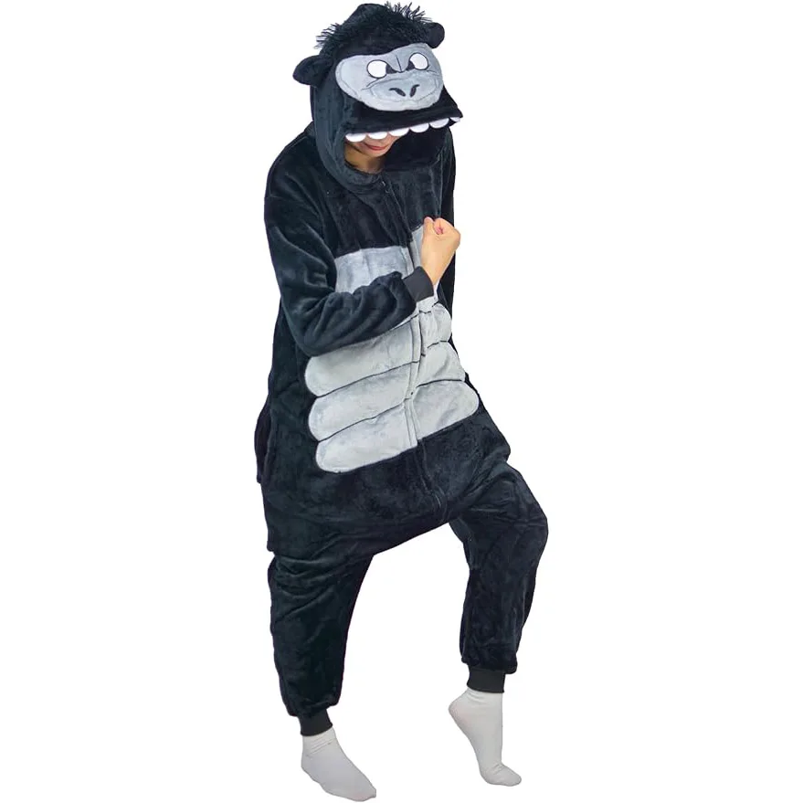King Kong Anime Cosplay Costumes Women Men Long Sleeve Animal Jumpsuits Kigurumi Cartoon Onesies For Christmas Halloween Party