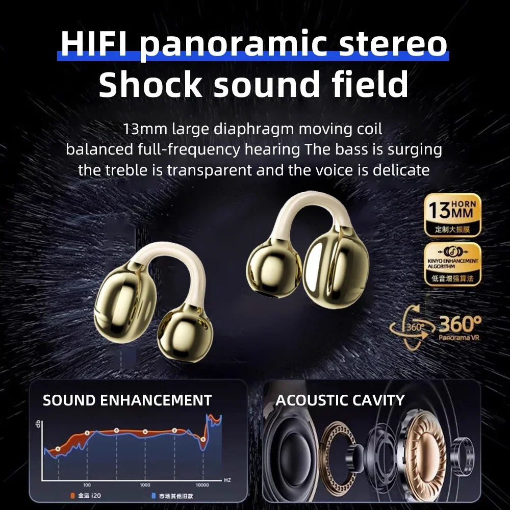 Wireless Headphones Fone Bluetooth Headset With Mic Handsfree Noise Canceling Earphones Clip Ear Music Sports Gaming Earplug 3
