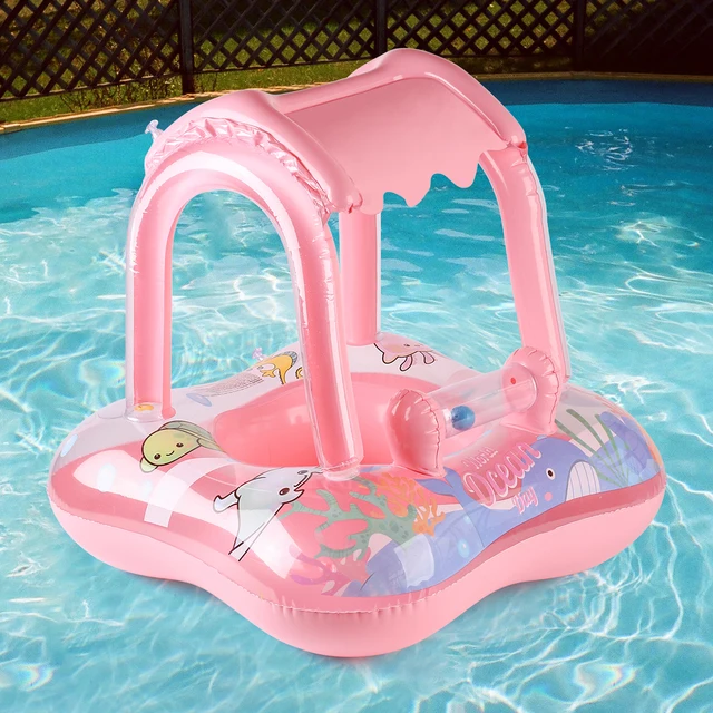 1pc Pool floats with canopy for Kids, Toddler Infant Pool Float for Baby,Swimming Ring Floaties for Pool,Beach Toys for Party 3