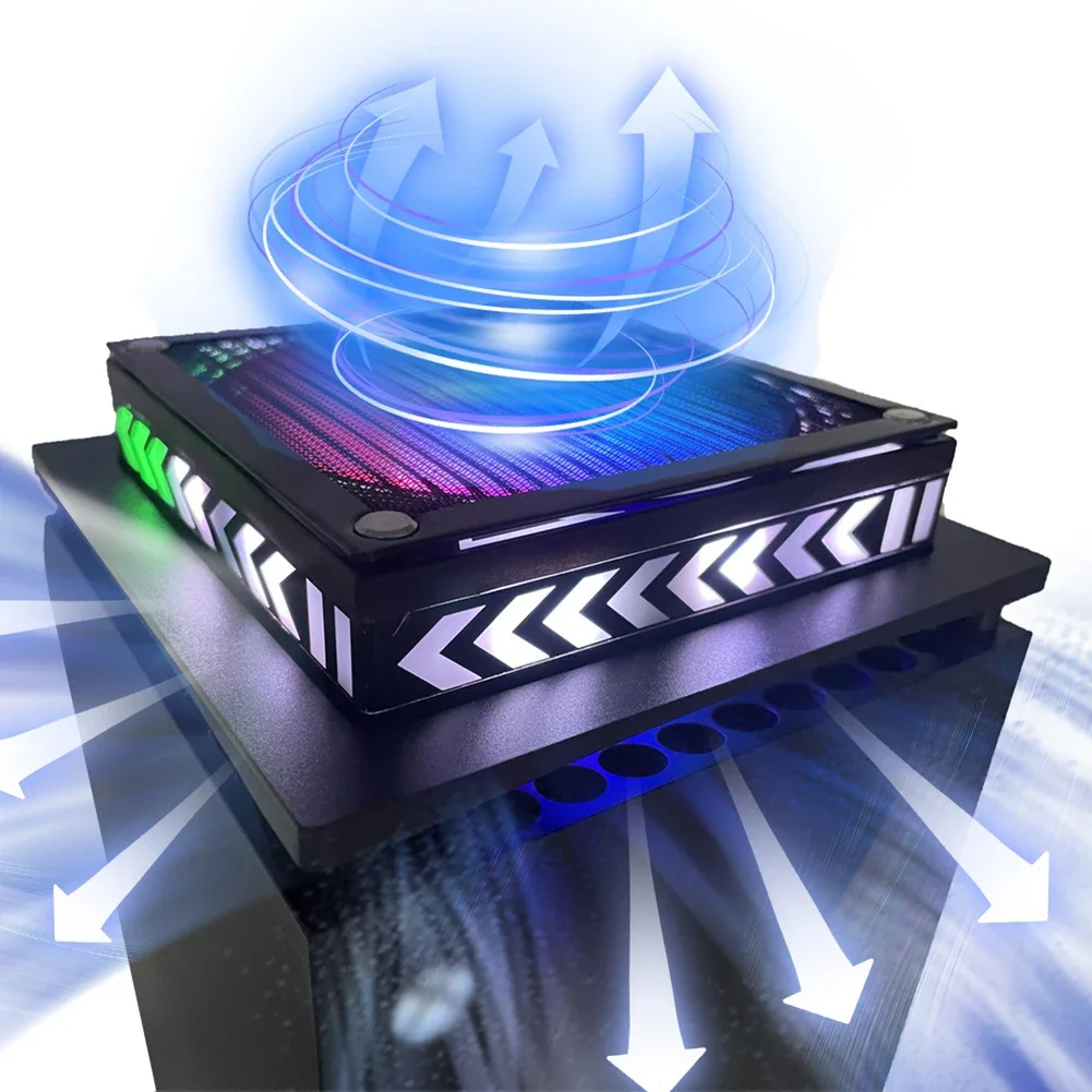 Xbox 시리즈 X 콘솔용 외부 냉각 시스템 픽업 기능, RGB 조명 포함, 상단 배기 냉각 선풍기, 5V USB 전원