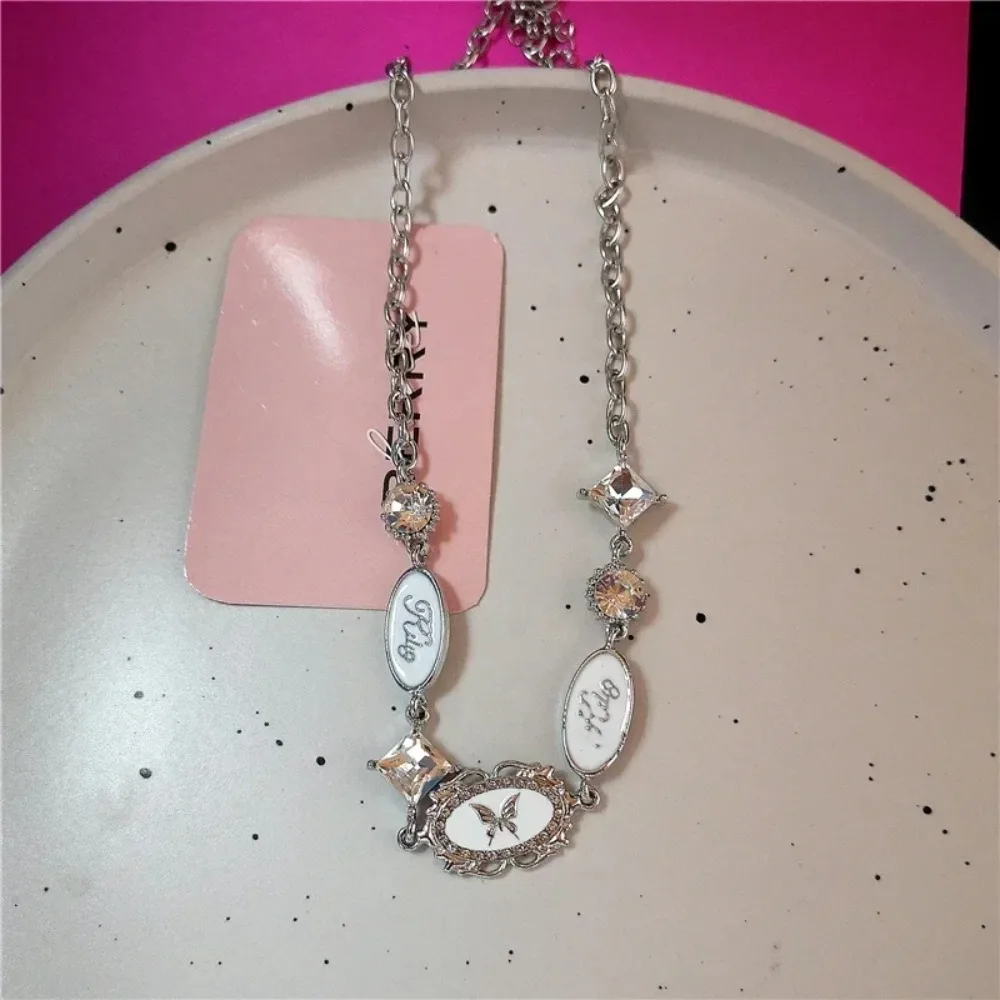 New Trendy Gothic Vintage Harajuku Butterfly Crystal Choker Pendant Chain Necklaces for Women Charm Y2K Accessories Jewelry Gift