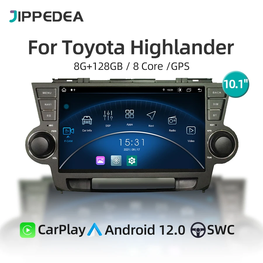 

Carplay 10.1" IPS DSP Android 10.0 Car DVD Player For Toyota Highlander 2 XU40 2007 - 2014 Navigation GPS Radio Stereo 8GB+128GB