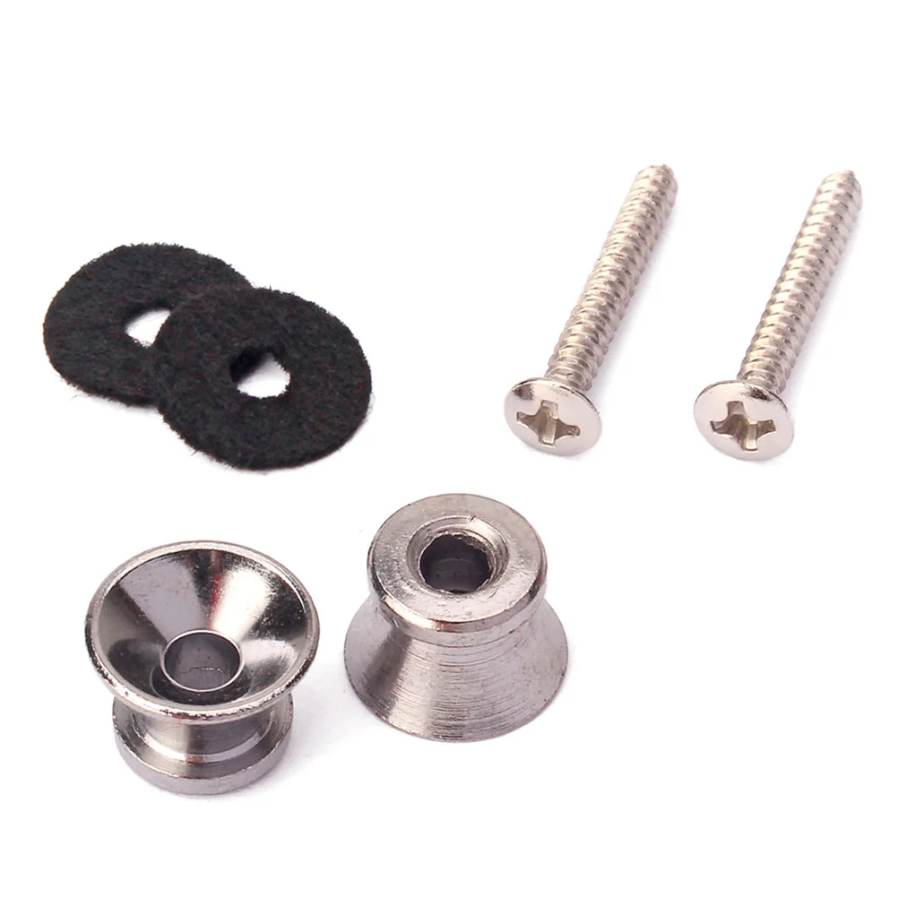 2Pcs Metal Strap Locks Durable Guitar Parts Accessories Electric Bass Acoustic Instruments Solid Steel Hardware Mounting Screws