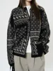 [LANMREM] Print Design Contrast Color Knit Sweater For Women Round Neck Long Sleeve Cardigan Coats 2025 Spring New 26C1702 3