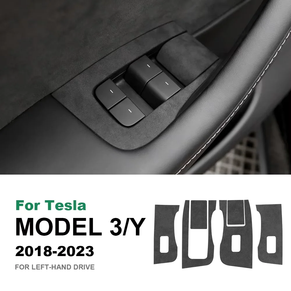 Accesorios de Adhesivos para Botones de Control de Ventanillas de Coche, de Gamuza de Alta Calidad, para Tesla Model y Model Y