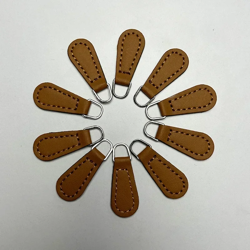 Zipper Pullers 10pcs Zipper Pullers Solid Color PU Zipper Pullers Clothes Pencil Bag Handbag Accessories
