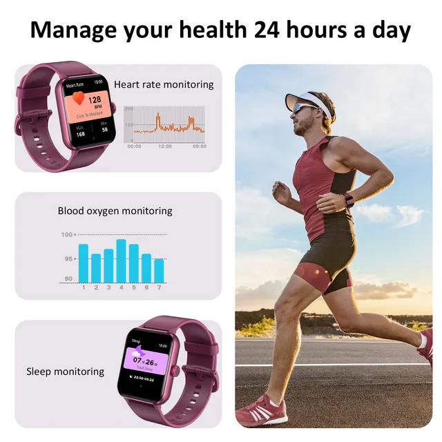 IOWODO 1.85” Full Touch HD Smartwatch Smart Watch Bluetooth Calling 100+ Sport Fitness Tracking Watch with Voice Assistant 3