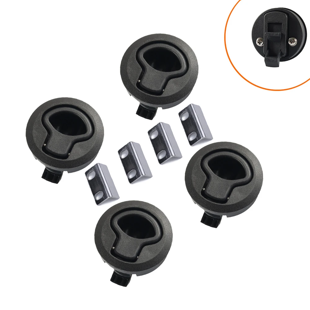 

Boat 2'' Flush Pull Slam Latch Black Plastic Nylon Latch for RV Boat Marine Deck Hatch 1/2'' Door Cabinet Hardware Pack of 4 PCS