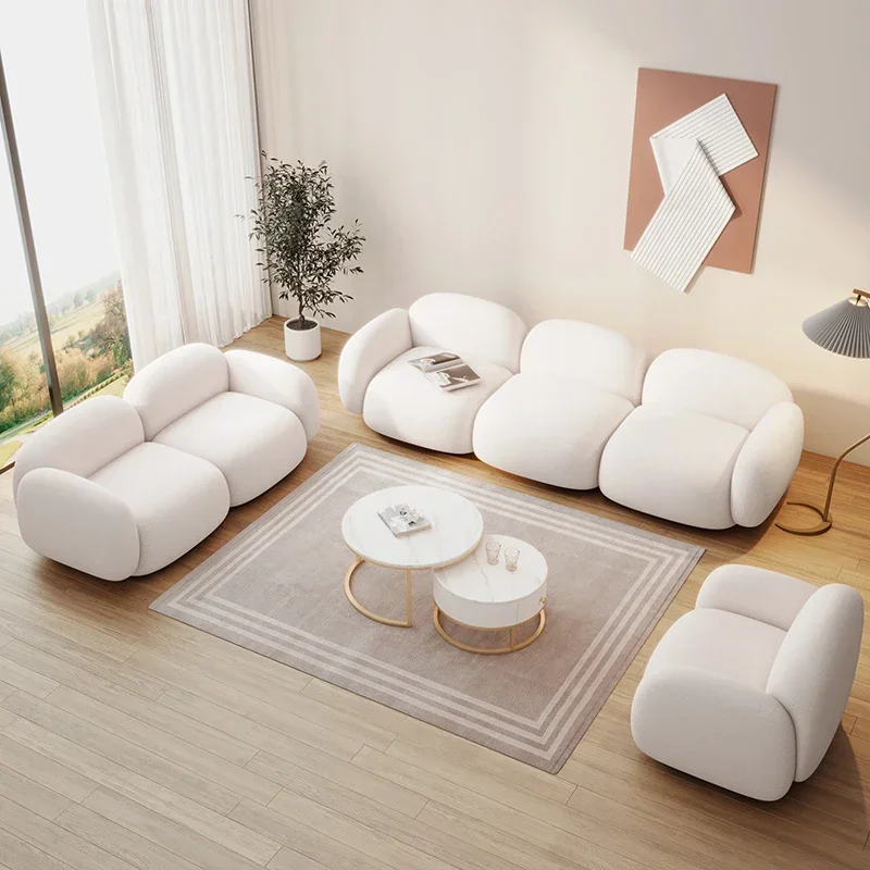 

White Puff Modern Sofa Luxury Comfortable Nordic Designer Relaxing Sofa Soft Reclining Sofy Do Salonu Living Room Furniture