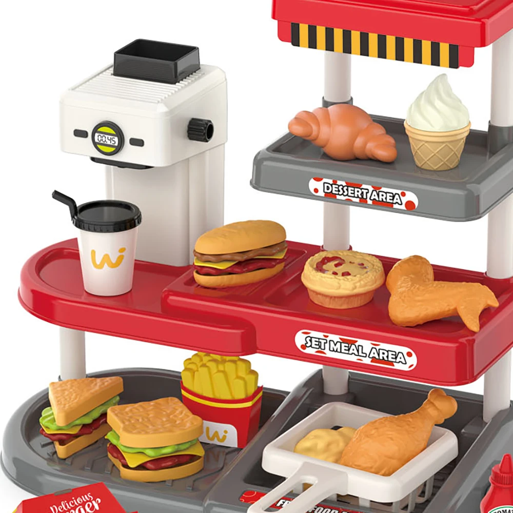 71pcs Pretend Play Fast Food Toys Play Set Simulation Mini Toy Kitchen Set For Kids