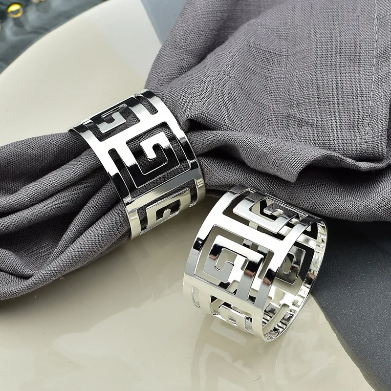 6pcs Napkin Rings Serviette Rings Alloy Napkin Holder Table Napkins Decorative Stand Party Table Decoration Accessories napkin ring