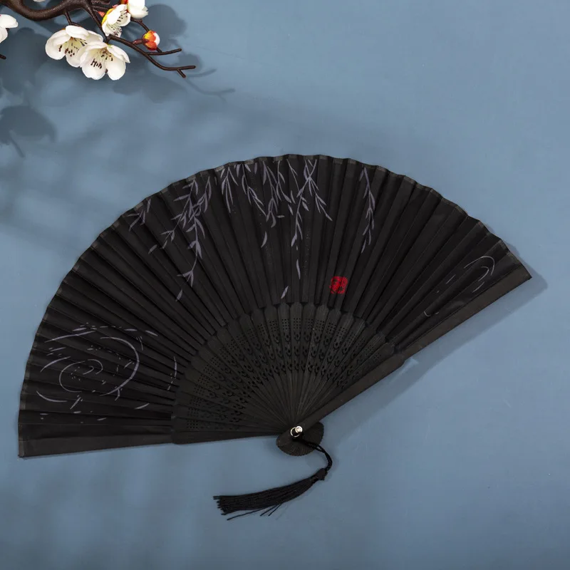Foldable Silk Hand Fan - Bamboo Halloween Cosplay Prop  Party Decoration