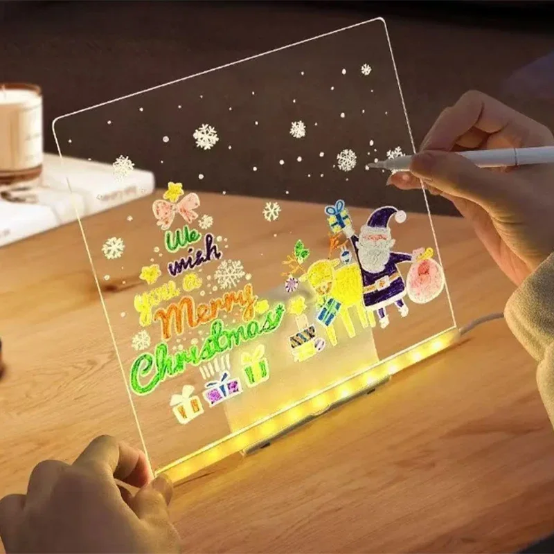 매직 글로우 어린이용 드로잉 태블릿 드로잉 보드 재사용 가능한 LCD 태블릿 지울 수 있는 라이트업 낙서 패드 재미있는 교육용 장난감 메뉴 보드