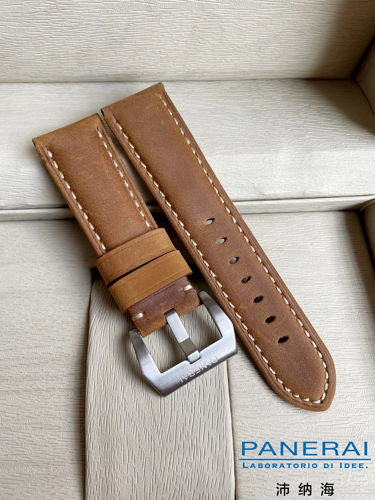 

Strap For Panerai pei na sea leather male PAM111 441 crazy horse leather band 24 | restoring ancient ways is 26 mm