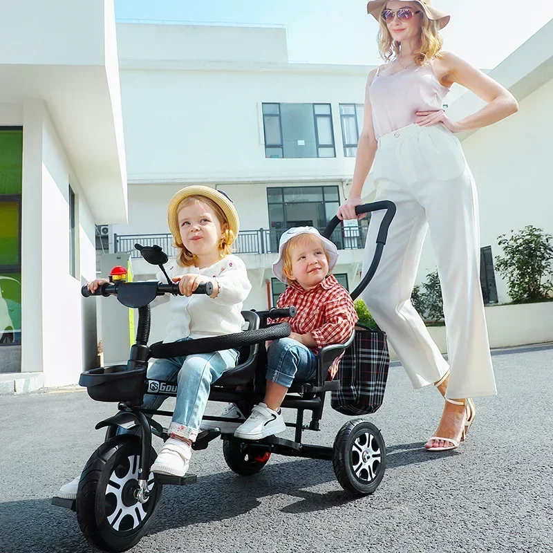 Children's Tricycle Twin Handcart Two Person Baby Bicycle Baby Lightweight Stroller Stroller