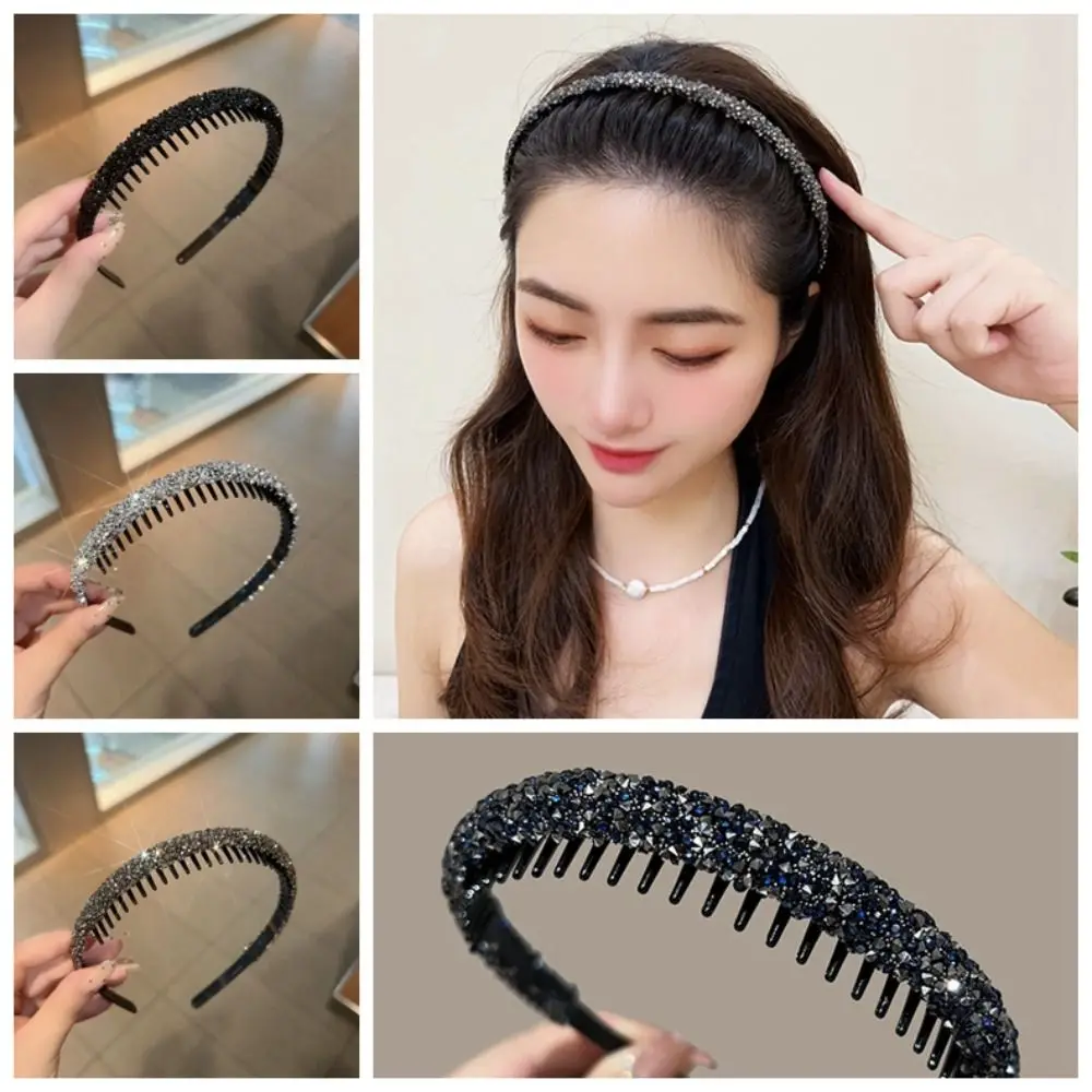 

with Toothed Rhinestone Headband Vintage Plastic Face Wash Diamond Hair Hoop Make Up Korean Style Hairband Female