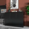 Black Buffet Storage Cabinet with 3 Door, 43" W Coffee Bar Cabinet, Kitchen Buffet Sideboard for Living Room, Kitchen 4
