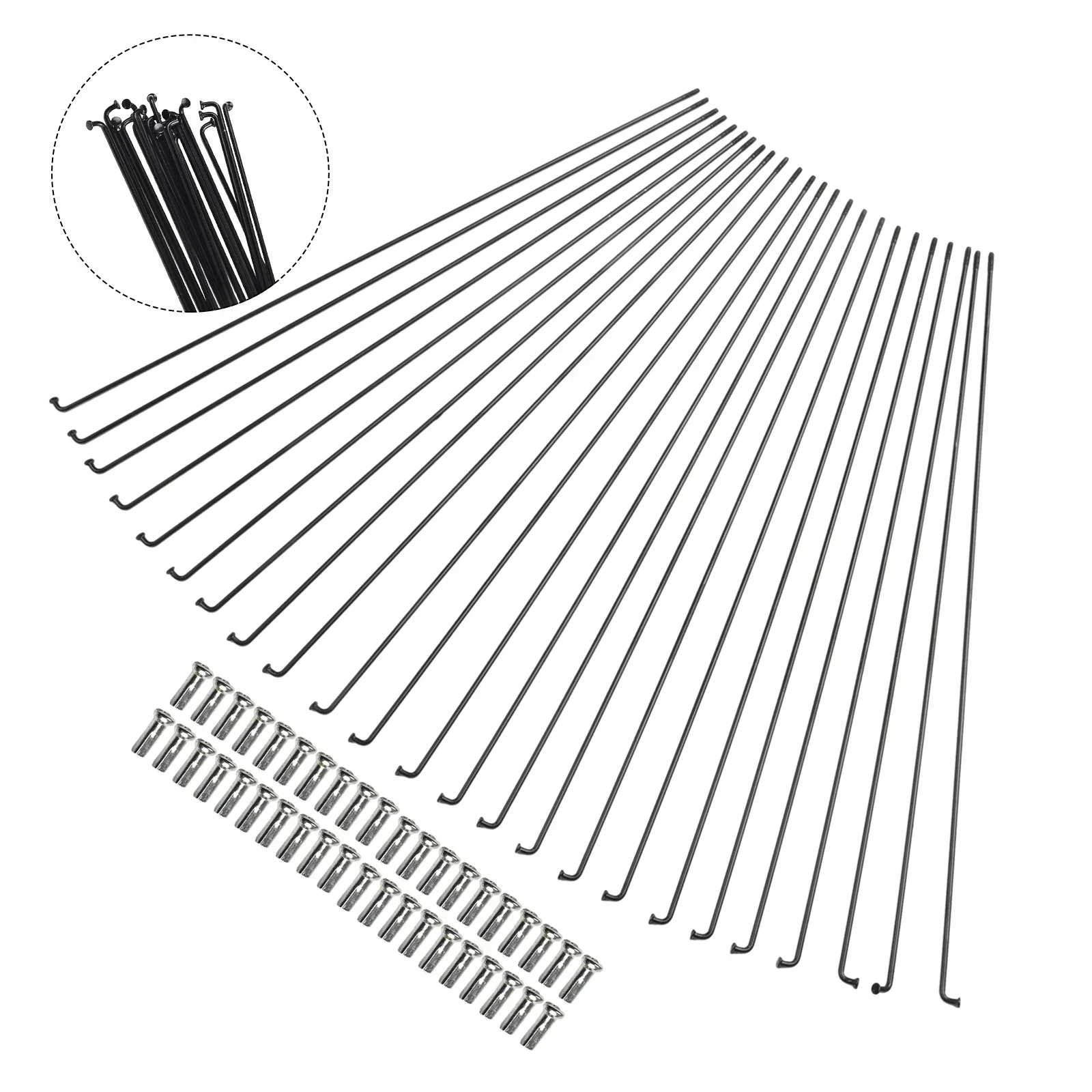 Bicycle Spokes Bike Spokes Nipples 24 Pcs Bicycle Steel Spokes 288MM 289mm 275MM 260MM 255MM Length With Nipples Straight Head Bike Replacement Accessories Parts