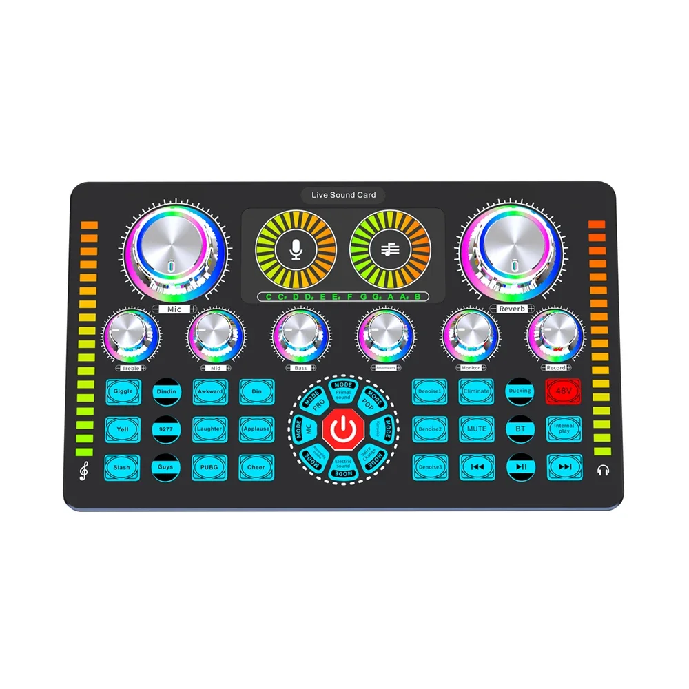 Q7 48V Phantom Portable Audio Mixer USB External Sound Card For Karaoke Podcast