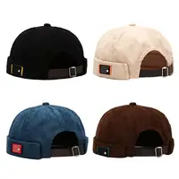 1pc Vintage Beanie Hats Spring Autumn Landlord Hat Streetwear Hip Hop Brimless Hat Corduroy Docker Cap Street Wear 1