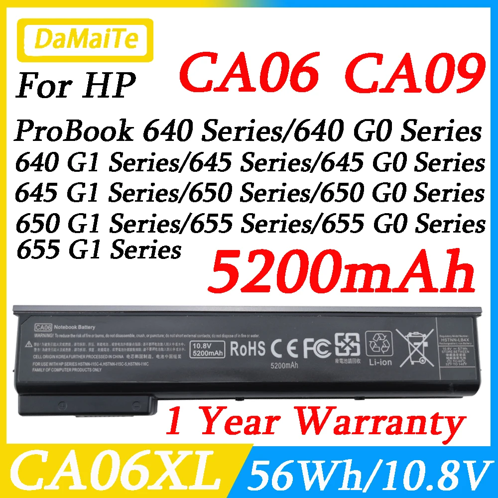 Bateria para Laptop Ca06 Compatível com hp Probook 640 645 650 g0 g1 2003001 593553-001 Drive-lb4x-lb4y-lb4z 655 Ca06xl Ca09