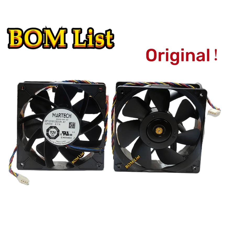 Ventola Di Raffreddamento Originale Antminer S19 Ventola Di Raffreddamento Bitmain S19 Xp/S19 Pro/S19J Pro/S19 120*120*38Mm 12V/2.7A 6000 Rpm 4Pin