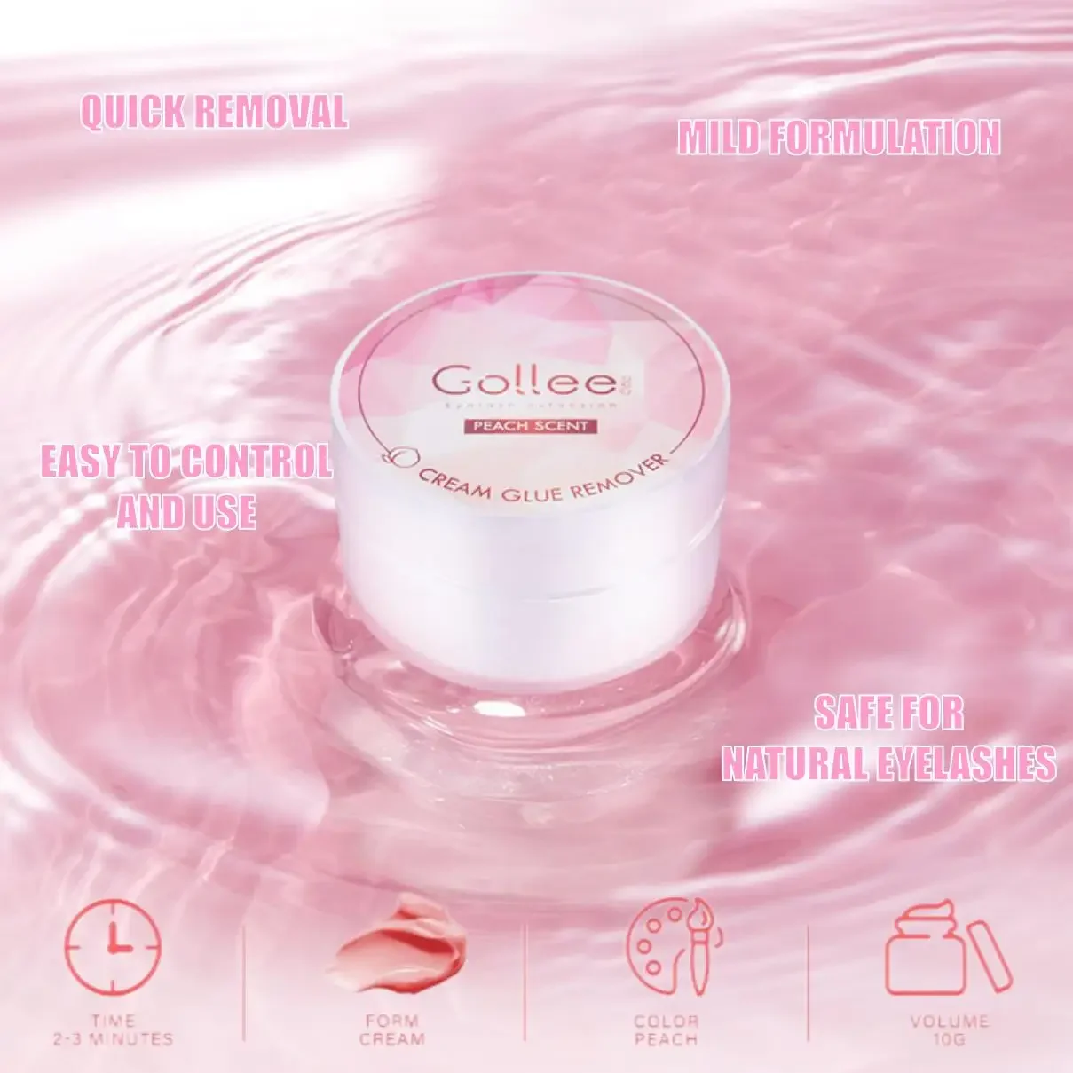 Gollee Peach Smell 15g Eyelash Adhesive Removing Cream No stimulation Fast Cleaning Makeup Remover Grafting Eyelash Adhesive Gel 3