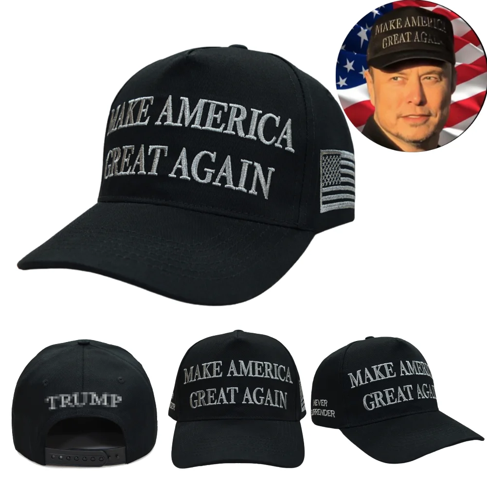 Dark MAGA Hat,Black MAGA Hat Trump Hats Never Surrender All Black 45/47th USA Embroidered,Adjustable Musk's Baseball Cap