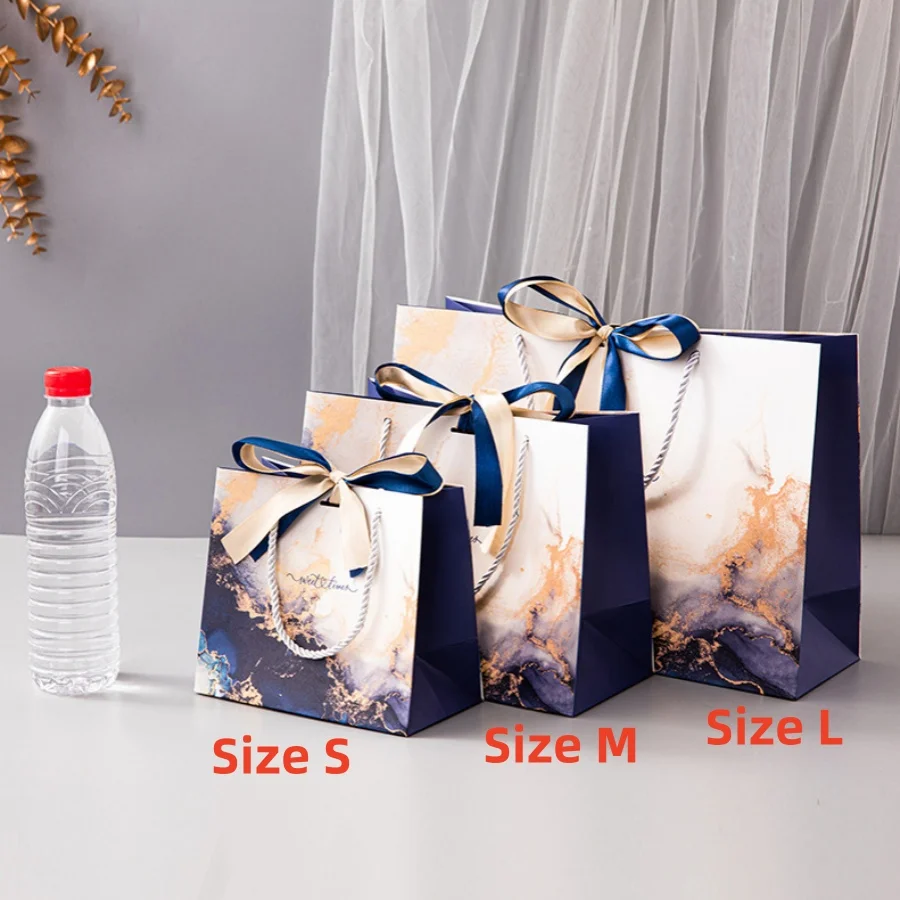 16 Sacchetti Regalo Di Carta Blu Con Manici – Stile Cinese Con Motivi Floreali, 22x26x10 Cm, Per Matrimoni E Feste