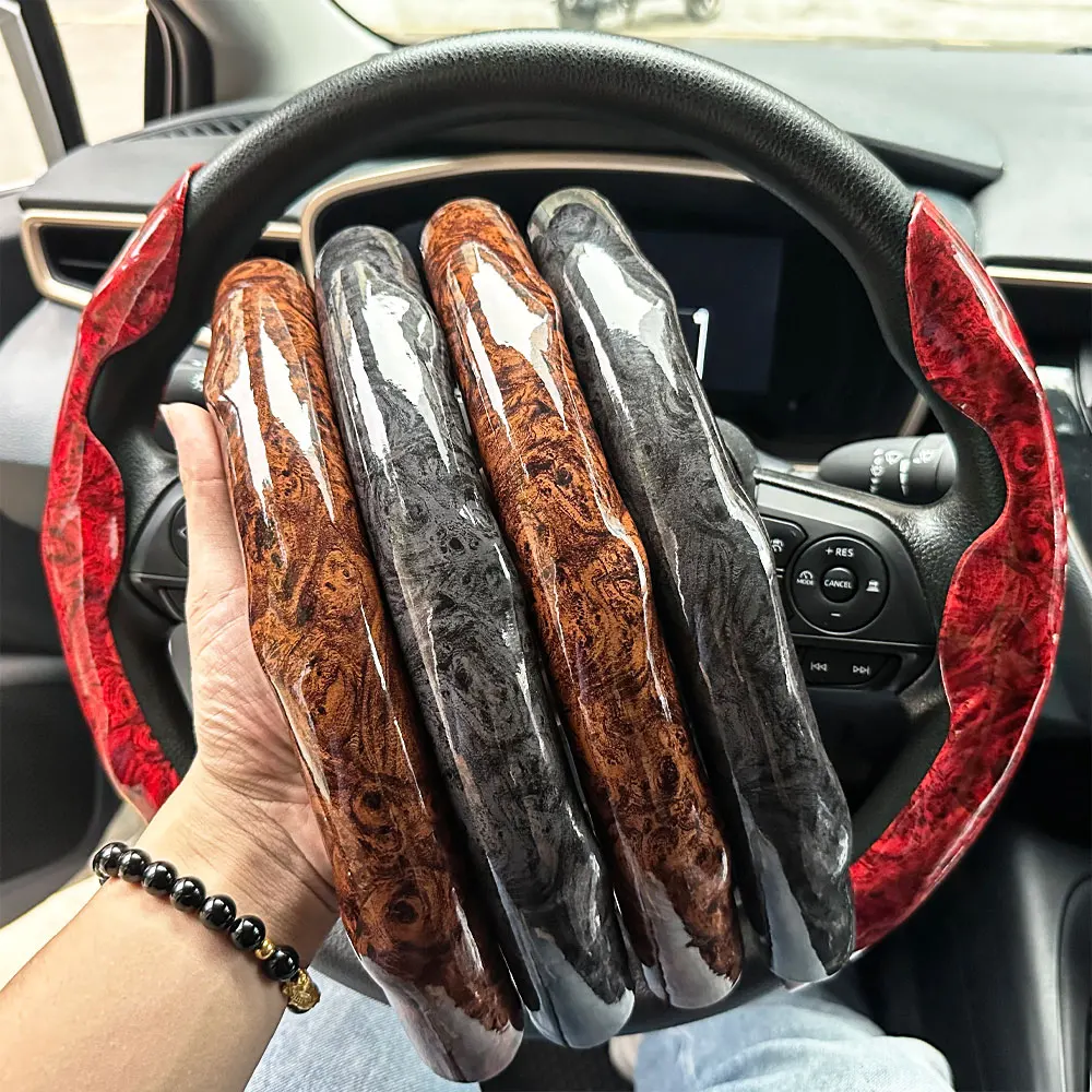 Luxurious 38cm Leather Car Steering Wheel Cover
