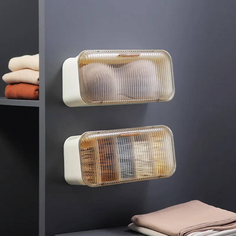 

Perforated Free Wall Mounted Storage Box Drawer Style Household Dustproof Sock Partition Organizer