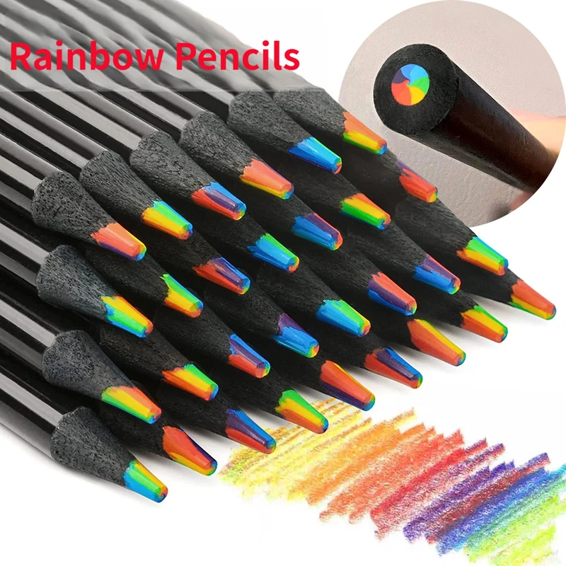12Pack Rainbow Pencils Set for Kids, Hb Cool Novelty Pencils