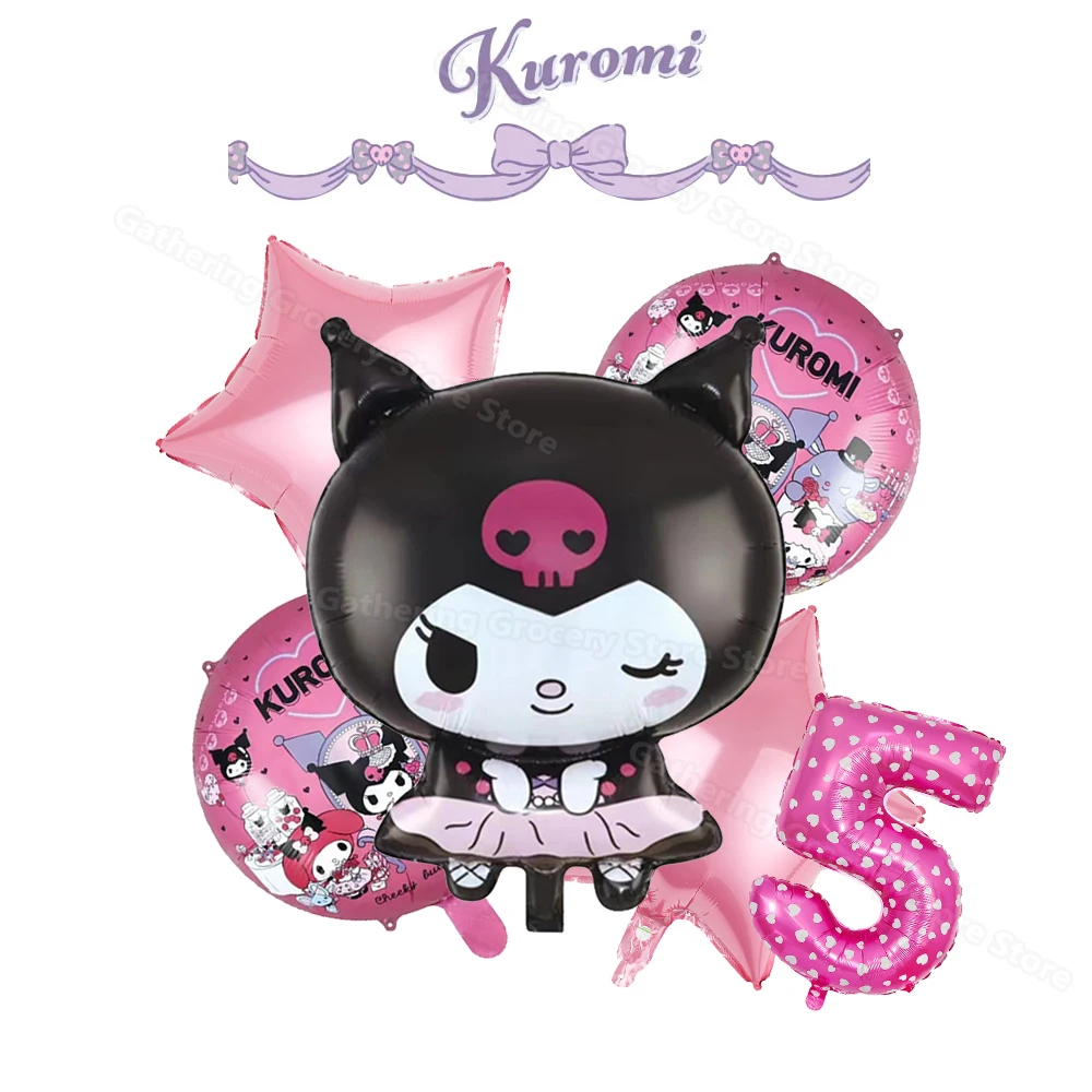 thumbnail image 1 of 1 juego de globos Kuromi, suministros para fiestas, globo de aluminio redondo de 18 pulgadas y 32 pulgadas con números del 1 al 9, decoración para fiestas, temática de Sanrio, regalo para eventos fami, 1 of 5