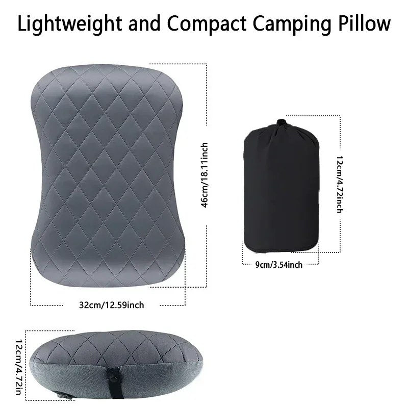Ultralight Inflatable Camping Travel Pillow with Soft Washable Cover -  Ergonomic Inflating Pillows for Neck & Lumbar Support