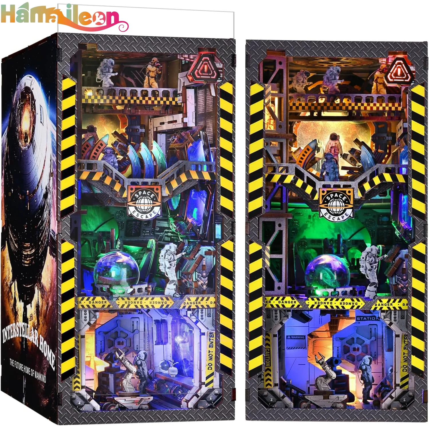 Yetişkinler için Hamaileon Kitap Köşesi Seti, Kitap Ayracı-3D Ahşap Yapboz, Kitap Köşesi Kitaplık Eklentisi Oda Dekoru Hediye El İşi (Yıldızlararası Roma)