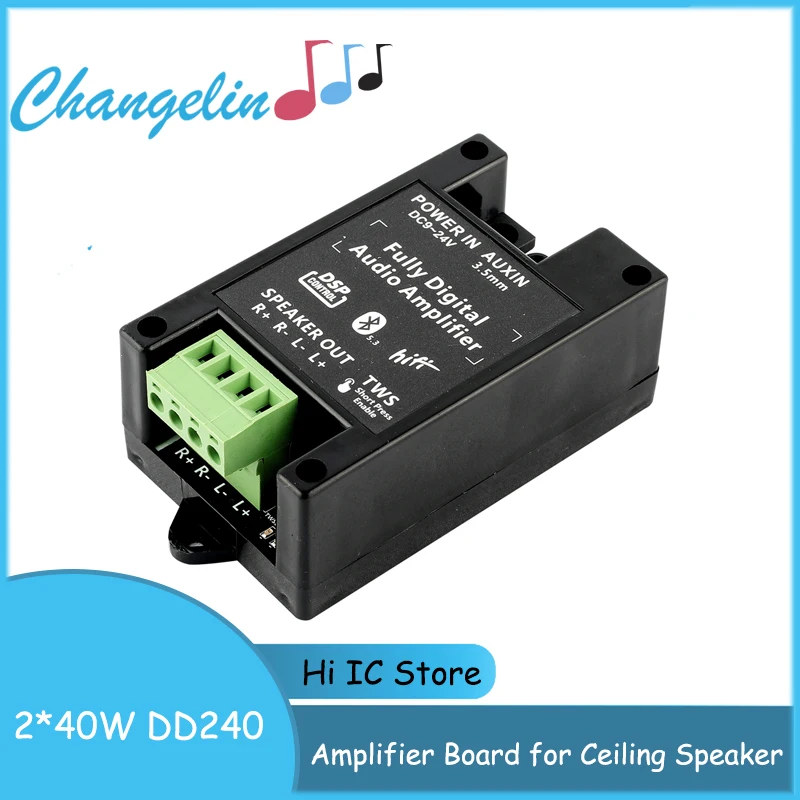 Placa Audio do Amplificador de Potência do Bluetooth Canais para o Orador do Teto Música do Fundo 2.0*40w Dd240