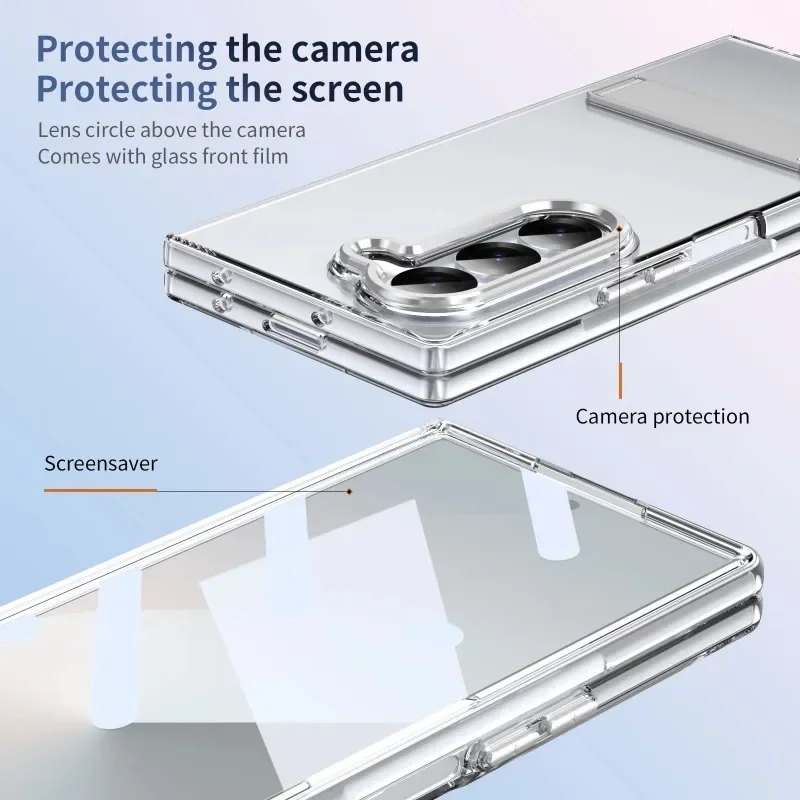 Premium Transparent Shockproof Phone Case with Metal Holder & HD Clarity