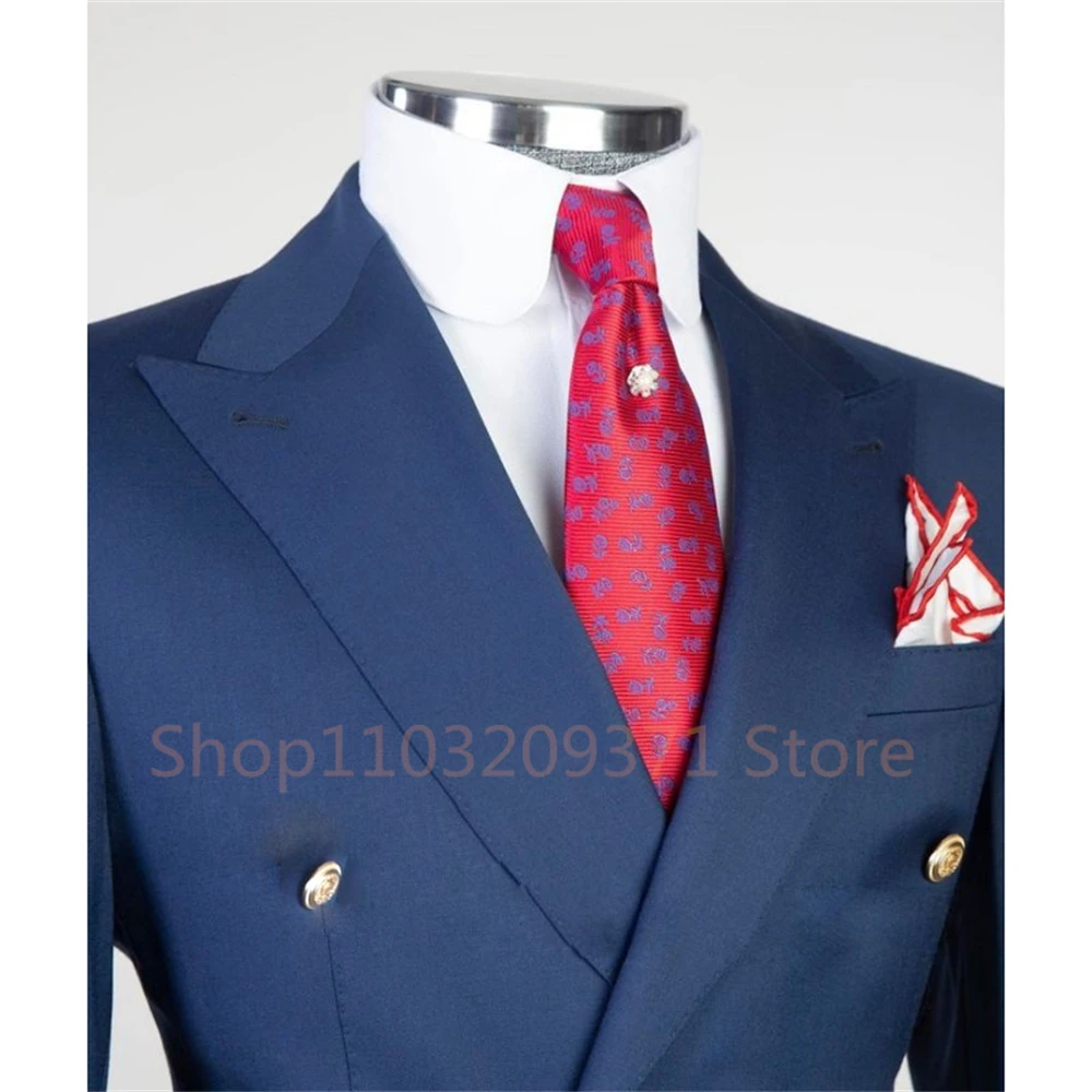 Fashion New Men's Casual Boutique Slim Double Breasted Solid Color Business Wedding Suit Blazers Dress Jacket Coat