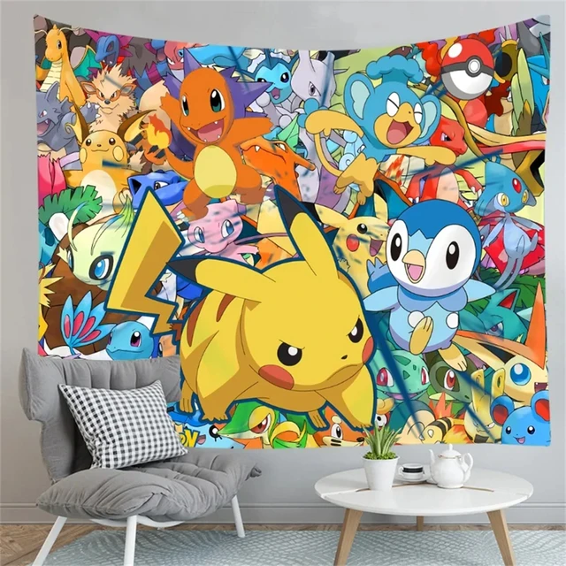 MINISO Tapisserie murale Pikachu Charmander Party Photographie Fond Imprimé Polyester Toile de fond Tenture murale Décoration Cadeau 5