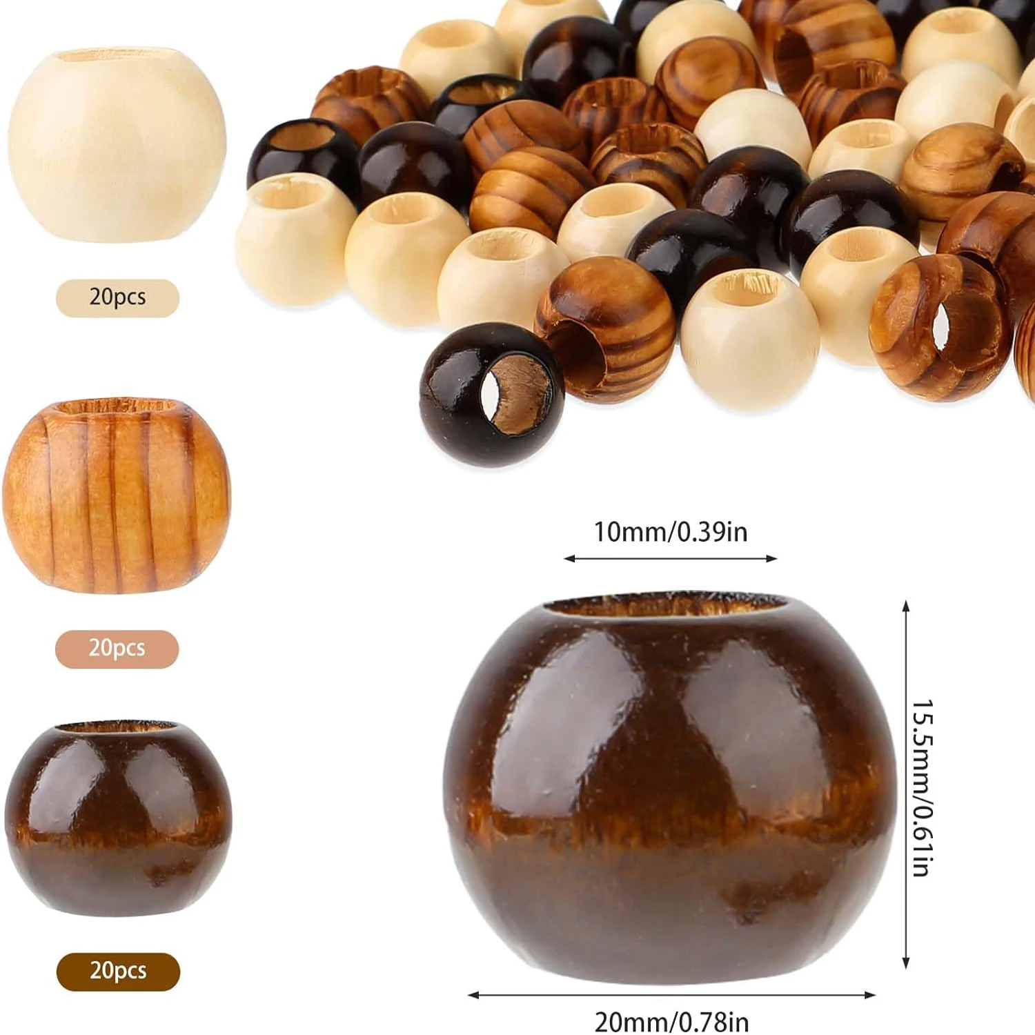 Natural Wooden Macrame Spacer Beads 2