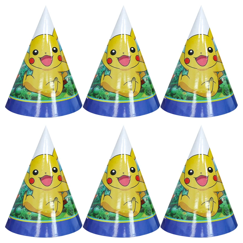 Pokemon Party Caps Pikachu Paper Hats Cartoon Figure Cosplay Hat Party Supplies Happy Birthday Toys Birthday Gift Favors