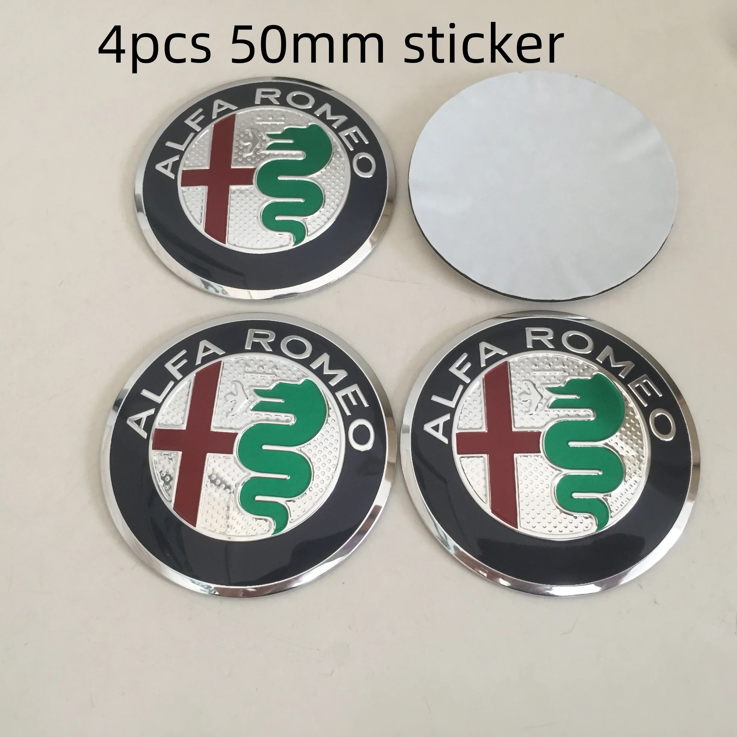 1-7pcs forAlfa Romeo Car emblem Wheel Cover caps front Hood badge rear Trunk Steering sticker Styling 2x74mm , 4x50mm,1x40mm