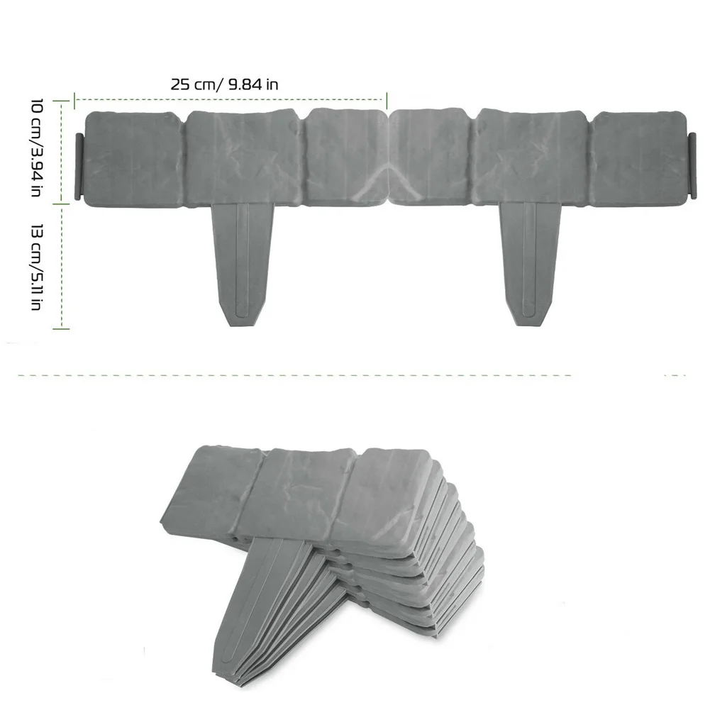 10pcs Garden Landscape Edging Border Imitation Stone Brick Plastic Fencing Lawn Plant Border Decorative Flower Grass