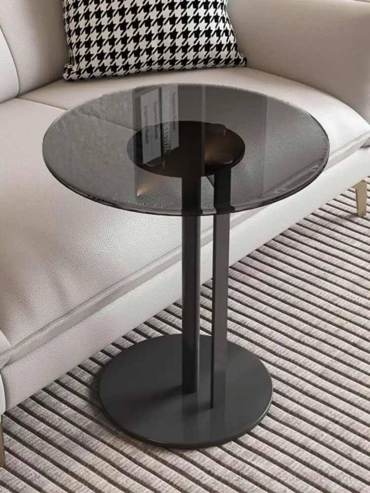 Modern Simple Glass Side Table Light Luxury Movable Coffee Table Internet Popular Single Sofa Side Creative Mini Small