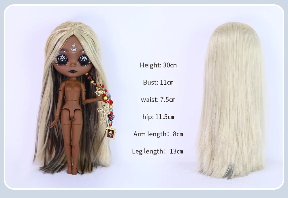 Eloise – Premium Custom Neo Blythe Doll with Multi-Color Hair, Black Skin & Matte Cute Face 4