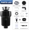 Disposals with Sound Reduction, Continuous Feed Food Waste Disposer for Kitchen Sink, Power Cord Included, Black, HR-7A-TL 4