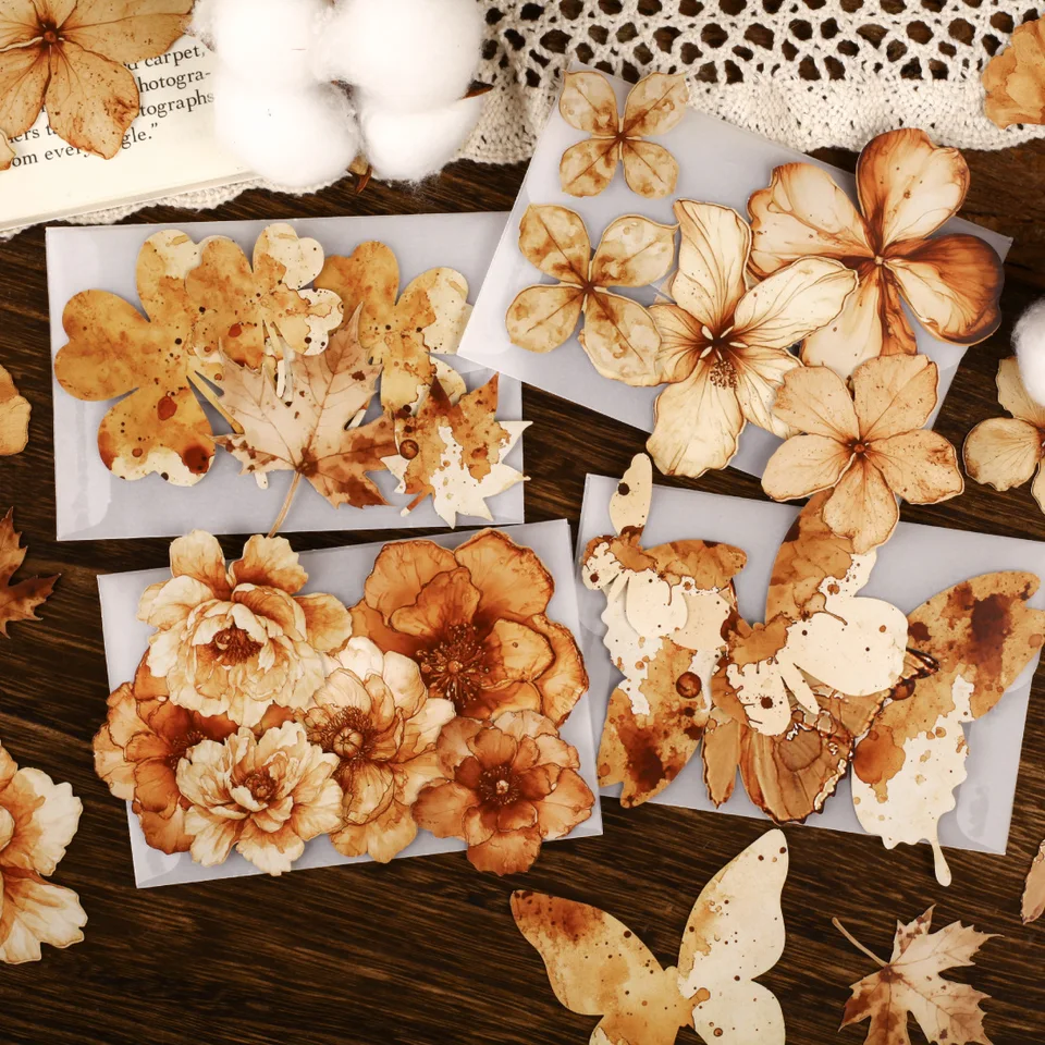 15 ピース/1 ロットかわいいスクラップブックステッカー枯れた